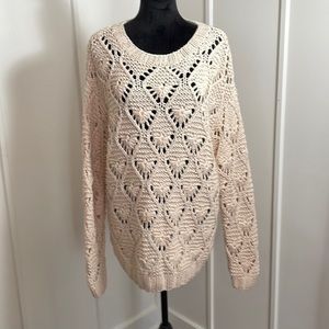 Divided by H&M pink crocheted sweater size L